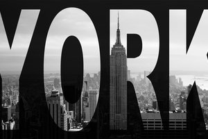 Обои на рабочий стол: город, небоскреб, нью-йорк, чёрно-белое