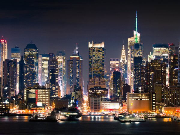 new york, город, Манхэттан, ночь, нью-йорк
