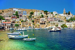Обои на рабочий стол: greece, греция, дома, лодки, море, побережье