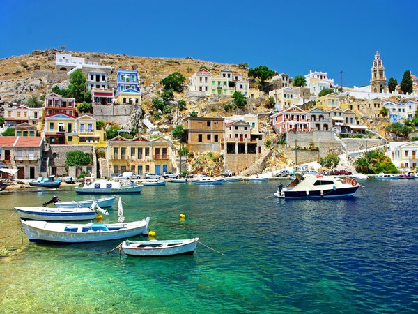 greece, греция, дома, лодки, море, побережье