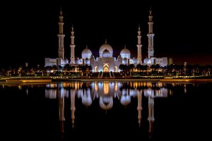 Обои на рабочий стол: Abu Dhabi, grand mosque, Sheikh Zayed, UAE