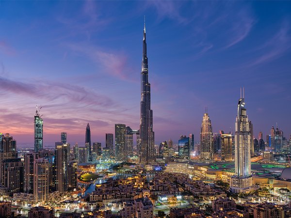 Burj Khalifa, dubai, UAE, бурдж-халифа, дома, дубай, здания, небоскребы, ночной город, оаэ, панорама
