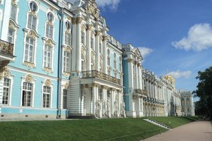 Обои на рабочий стол: Екатерининский дворец, лето, небо, облака, парк