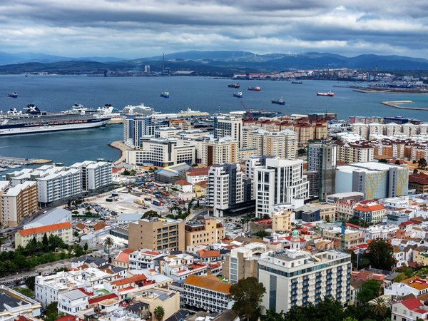 гавань, Гибралтар, здания, корабли