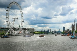 Обои на рабочий стол: england, london, london eye, river, англия, великобритания, лондон, Лондонский глаз, река