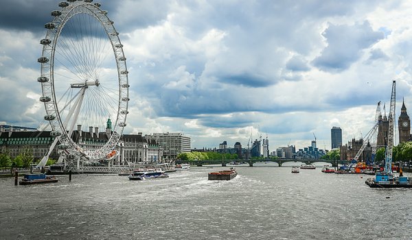 Обои на рабочий стол: england, london, london eye, river, англия, великобритания, лондон, Лондонский глаз, река