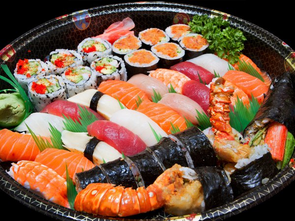 ассорти, морепродукты, суши