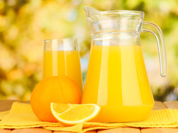 апельсин, кувшин, сок, стакан, стол, фрукты, цитрусы