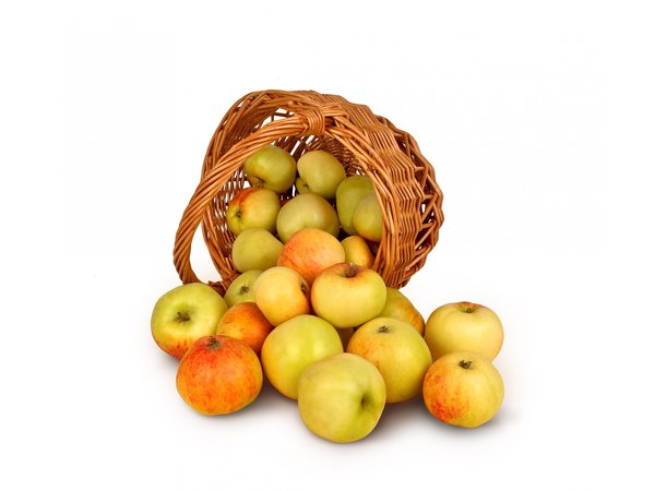 корзинка, урожай, яблоки