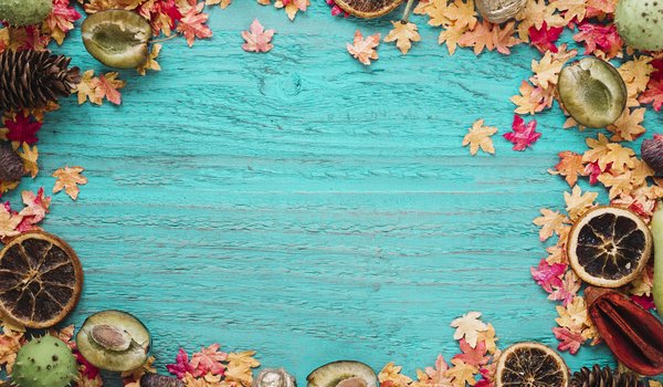 Обои на рабочий стол: autumn, background, colorful, leaves, maple, wood, апельсины, дерево, листья, осенние, осень, сливы, фон, фрукты