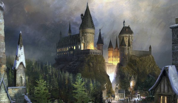 Обои на рабочий стол: fantasy, harry potter, hogwarts, гарри поттер, замок, фантастика, хогвартс