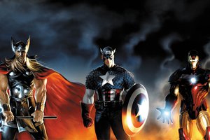 Обои на рабочий стол: captain america, heroes, iron man, marvel, thor