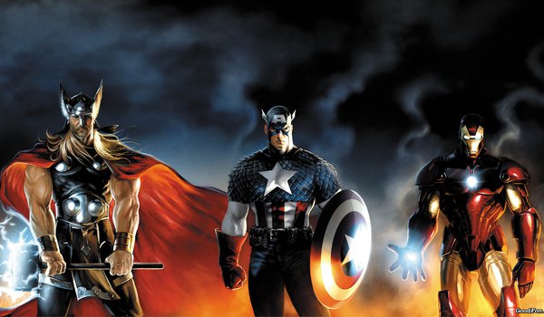 Обои на рабочий стол: captain america, heroes, iron man, marvel, thor