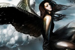 Обои на рабочий стол: fantasy, ангел, девушка, крылья, фантастика