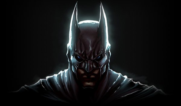 Обои на рабочий стол: batman, the dark knight, глаза, лицо, маска, плащ, рыцарь, тёмный, уши