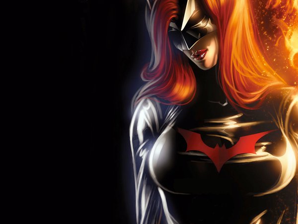 batwoman, герой, грудь, знак, рыжая, эмблема