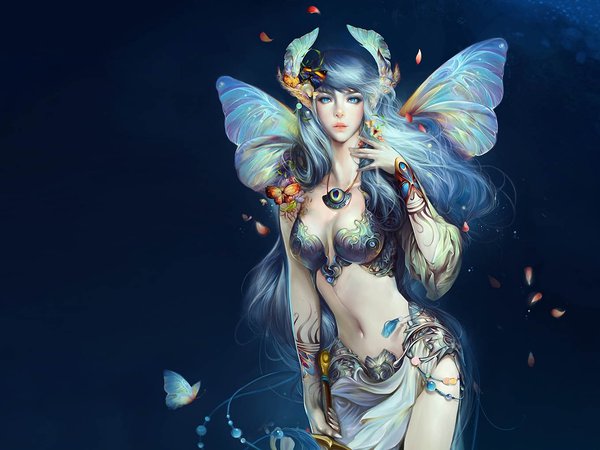 Descent, Perfect World International, бабочка, девушка, крылья, фея, фон