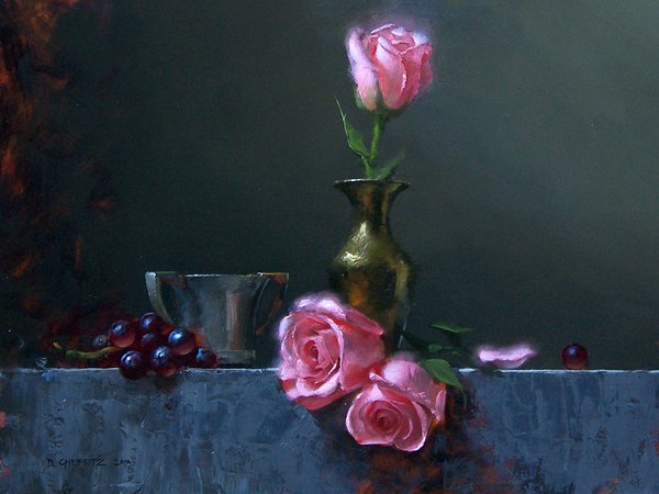 david cheifetz, картина, натюрморт, розы