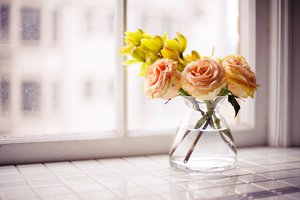 Обои на рабочий стол: букет, ваза, розы, цветы