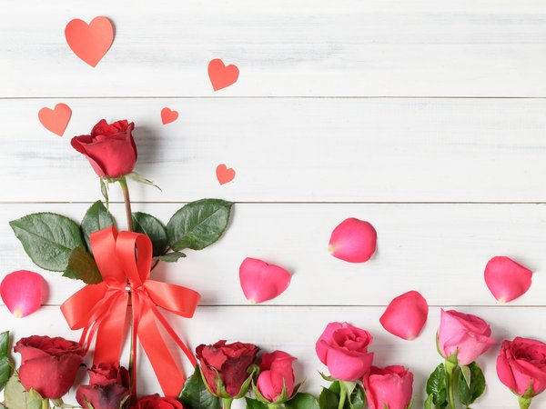 heart, love, petals, pink, romantic, roses, valentine`s day, лепестки, любовь, розы, сердечки, сердце, цветы