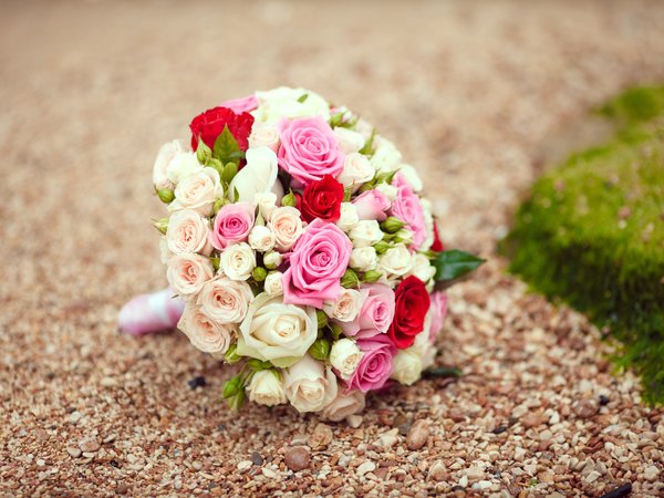 bouquet, flowers, pink, roses, wedding, белые, букет, розовые, розы, свадебный, цветы