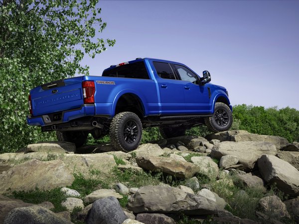 2020, F-250, F-series, ford, Off-Road Package, Super Duty, Tremor, пикап, сбоку, синий