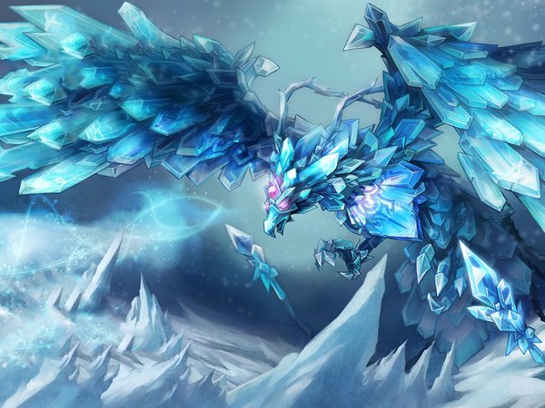 Anivia, league of legends, кристаллы, льды, магия, птица, снег, холод
