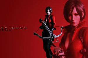 Обои на рабочий стол: Ada Wong, Resident Evil 6, ада вонг, красный фон, обитель зла