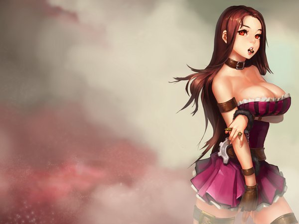 caitlyn, instant-ip, league of legends, арт, грудь, девушка, дым