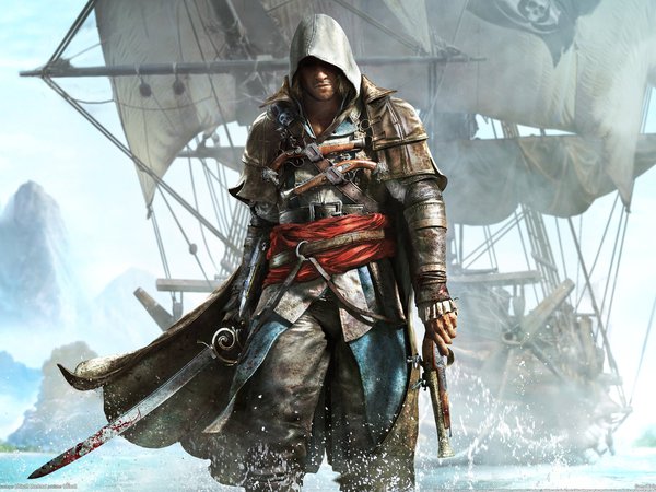 Assassin's Creed 4, Black Flag, вода, корабль, остров, побережье