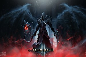 Обои на рабочий стол: Angel of death, diablo, Malthael, Reaper of souls, ангел, доспехи, крылья, свет, серпы