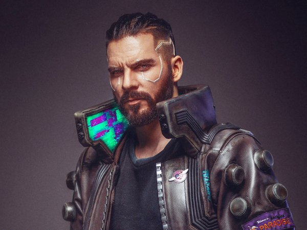 a cyborg, a look, a man in a jacket, character, Cyberpunk 2077, future, game, technology, будущее, взгляд, игра, Киберпанк 2077, киборг, мужчина в куртке, персонаж, технологии