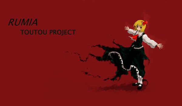 Обои на рабочий стол: by Oso, Rumia, Touhou Project, жертва, кровавый фон, проект Восток, распятие, чёрное платье