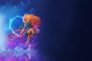 Обои на рабочий стол: character, game, league of legends, LoL, Zoe, звездная посланница, зои, игра, Лига Легенд, ЛОЛ, персонаж, радость, рыжеволосая девушка, созвездие, улыбка