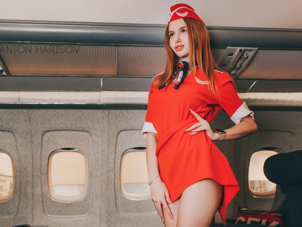 Антон Харисов, девушка, Ксения Серкова, самолёт, стюардесса, форма