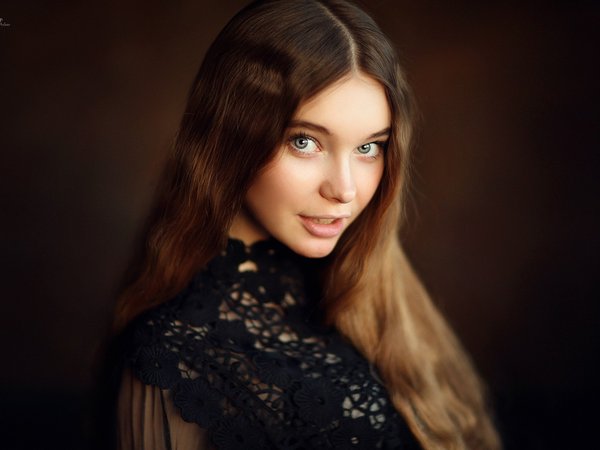 Dmitry Arhar, взгляд, девушка, длинные волосы, кристина, лицо, портрет, фон, юность
