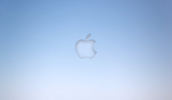 Обои на рабочий стол: apple, голубой, компьютеры, минимализм, серый, фон, яблоко