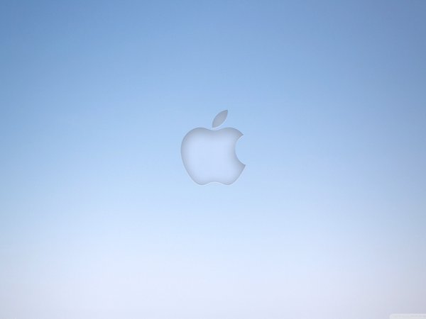 apple, голубой, компьютеры, минимализм, серый, фон, яблоко