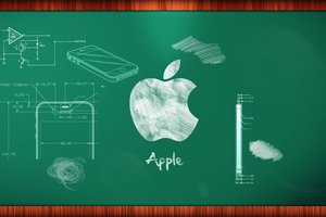 Обои на рабочий стол: apple, доска, мел