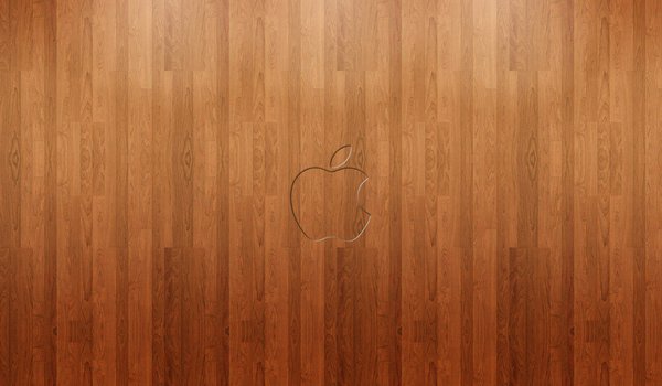 Обои на рабочий стол: apple, логотип, минимализм, паркет, текстура, фон, яблоко