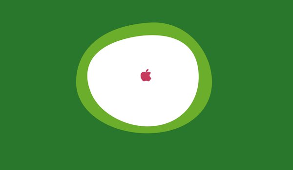 Обои на рабочий стол: apple, белый, зеленый, значок, круг, логотип, минимализм, овал, фон, яблоко