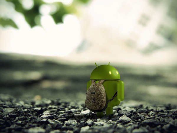 3d render, android, земля, камни, макро, рюкзак