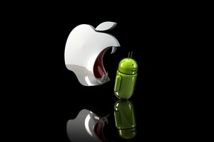 Обои на рабочий стол: android, apple, ios, злое яблоко, клыки