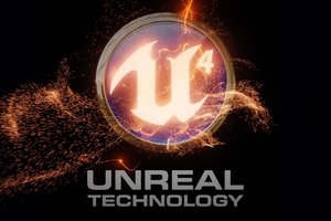 Обои на рабочий стол: unreal engine 4, надпись, пламя, эмблема