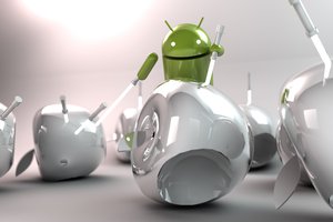 Обои на рабочий стол: android, apple, art, hi-tech, андроид, световые мечи