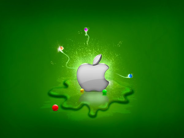 apple, splash, зелень