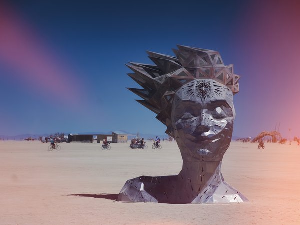 Arts festival, Black Rock Desert, Burning Man, Nevada, Serene Smile, Безмятежная улыбка, Горящий человек, Невада, Пустыня Блэк-Рок, сша, Фестиваль искусств