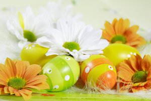Обои на рабочий стол: пасха, пасхальные яйца, цветы, яйца