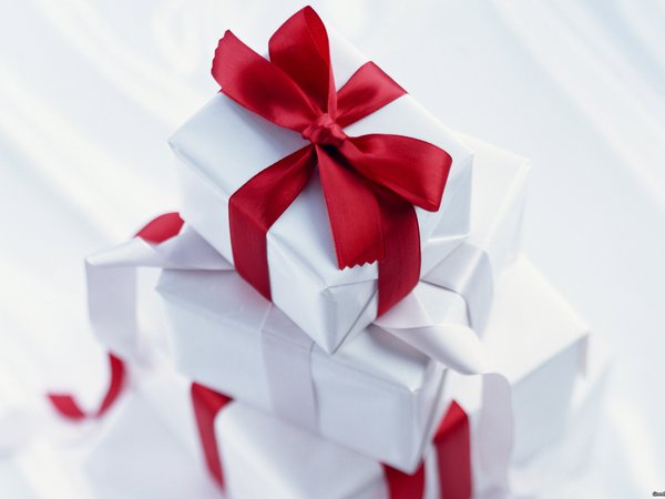 бантик, коробки, красная, ленточка, подарки, праздник