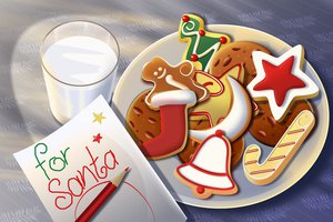 Обои на рабочий стол: christmas, new year, звезда, игрушки, молоко, новый год, письмо, подарки, праздники, сладости, стакан